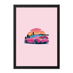 Pink BMW M4 Wall Art, Car Poster Print, Automotive Art, Sunset Cityscape, Modern Wall Decor, Racing Car Art, Gift for Car Enthusiasts - Tawshia