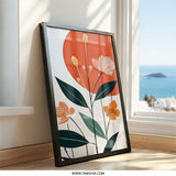 Orange Floral Wall Art, Abstract Flower Print, Botanical Art, Modern Wall Decor, Home Decor, Floral Illustration, Trendy Wall Art - Tawshia