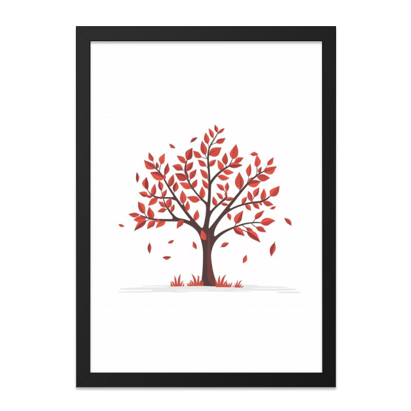 Autumn Tree Wall Art, Falling Leaves Print, Modern Minimalist Art, Nature Inspired Home Decor, Seasonal Wall Hanging (135 characters) - Tawshia