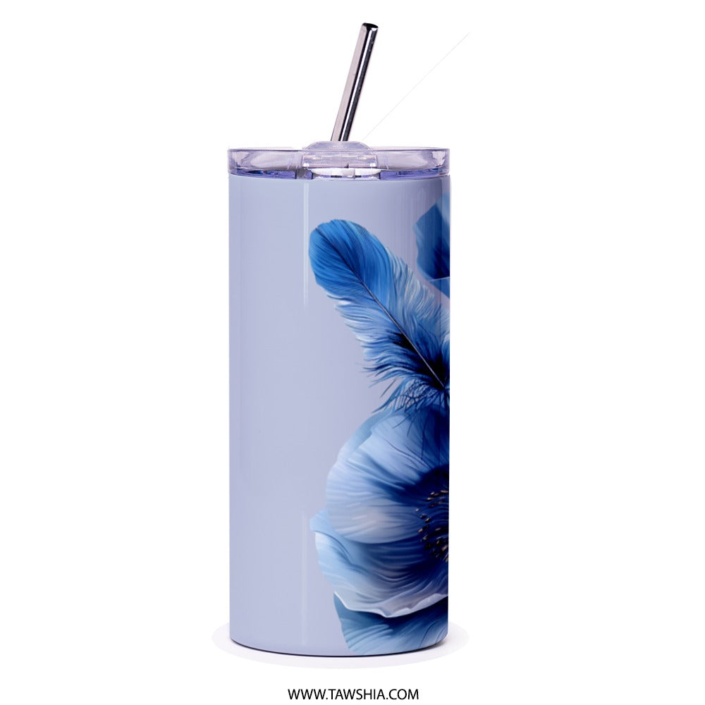 Blue Poppy Tumbler, Floral Tumbler, Flower Tumbler, Gift For Her, Trendy Tumbler, Beautiful Tumbler, Floral Design, Drinkware - Tawshia