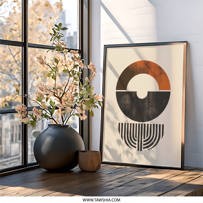Geometric Wall Art, Abstract Print, Modern Home Decor, Minimalist Artwork, Circle Design, Mid Century Art, Boho Wall Decor - Tawshia