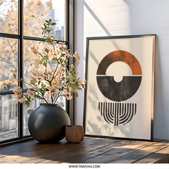 Geometric Wall Art, Abstract Print, Modern Home Decor, Minimalist Artwork, Circle Design, Mid Century Art, Boho Wall Decor - Tawshia