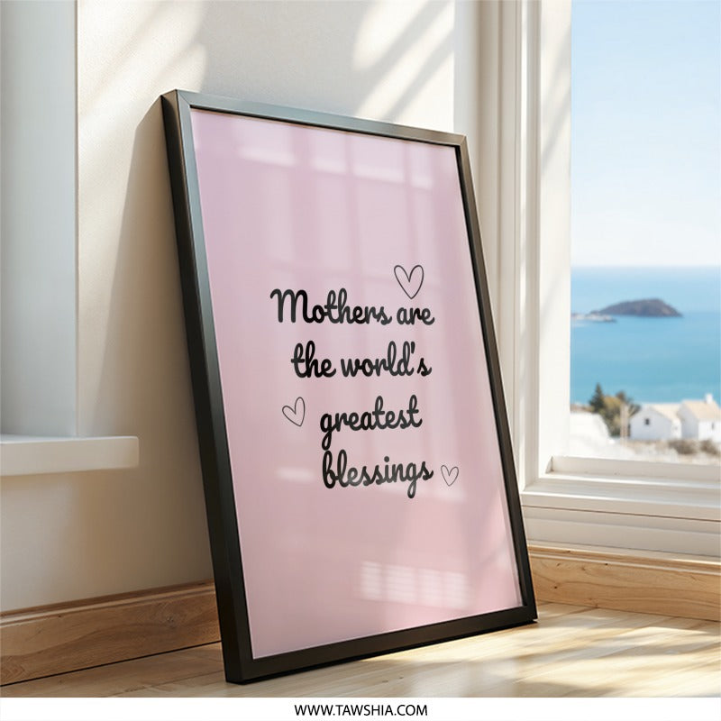Mothers Day Wall Art, Mom Gift, Blessing Wall Art, Pink Mothers Wall Decor, Inspirational Art, Mothers Day Decor, Gift for Mom, Mothers Art - Tawshia