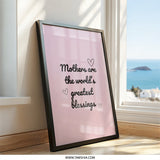 Mothers Day Wall Art, Mom Gift, Blessing Wall Art, Pink Mothers Wall Decor, Inspirational Art, Mothers Day Decor, Gift for Mom, Mothers Art - Tawshia