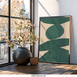 Abstract Shapes Wall Art, Modern Art Print, Green Beige Painting, Home Decor, Minimalist Artwork, Living Room Art, Trendy Wall Decor - Tawshia