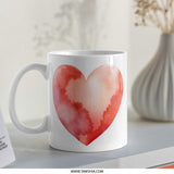 Watercolor Heart Mug, Love Coffee Mug, Valentine Mug, Unique Mug Gift, Heart Design Mug, Gift for Her, Gift for Him - Tawshia