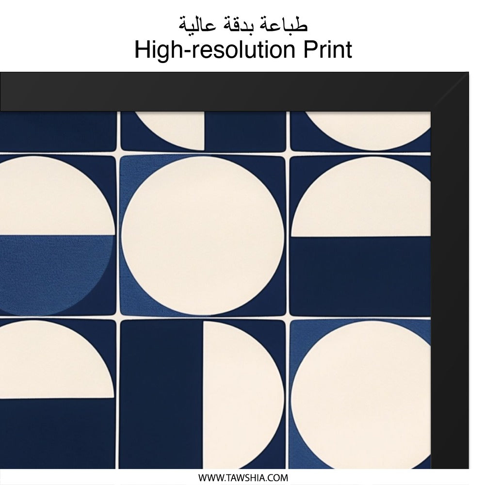 Geometric Wall Art, Navy Blue and White Circles, Modern Print, Abstract Home Decor, Minimalist Art, Unique Gift, Wall Decor (136 chars) - Tawshia
