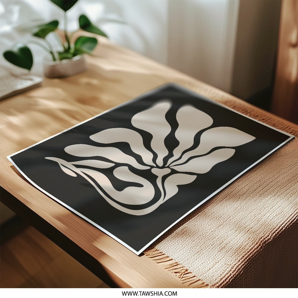 Abstract Photographic Print, Beige Floral Art, Minimalist Wall Decor, Modern Home Art, Contemporary Print, Flower Design - Tawshia