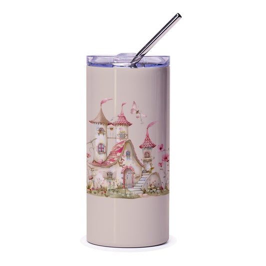 Fairy Tale Castle Tumbler, Fantasy Home, Pink Castle Gift, Unique Drinkware, Enchanted Castle, Whimsical Tumbler, Gift for Her - Tawshia