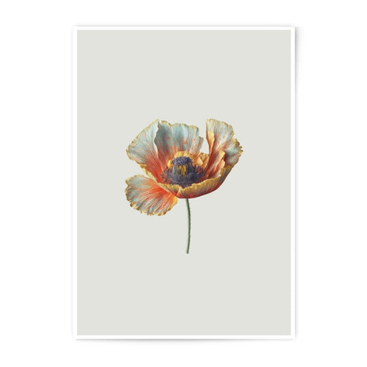 Poppy Photographic Print, Floral Art, Botanical Wall Decor, Flower Photography, Orange Blue Decor, Home Decor, Fine Art Print, Modern Art - Tawshia