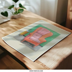 Wingback Chair Photographic Prints, Pink Chair Art Print, Home Decor Prints, Illustration Print, Living Room Art, Wall Art, Unique Gift - Tawshia