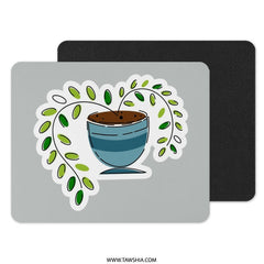 Cute Plant Mouse Pad, Potted Plant Art, Greenery Decor, Office Desk Accessory, Home Office, Desk Decor - Tawshia