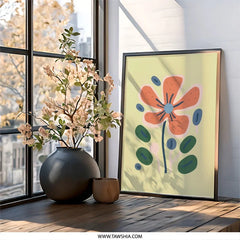 Abstract Floral Wall Art, Modern Flower Print, Botanical Illustration, Minimalist Art, Home Decor, Framed Art Print - Tawshia