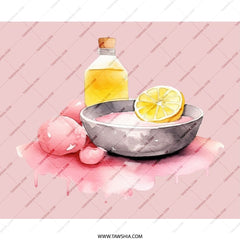 Spa Day Mouse Pad, Watercolor Lemon, Bath Bomb, Gift for Her, Cute Desk Accessories, Unique Mousepad, Work from Home, Computer Pad - Tawshia