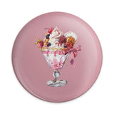 Ice Cream Sundae Pinback Button, Dessert Badge, Pink Aesthetic Accessory, Sweet Treat Pin, Berry Topping Button, Food Lover Gift, Cute Pin - Tawshia