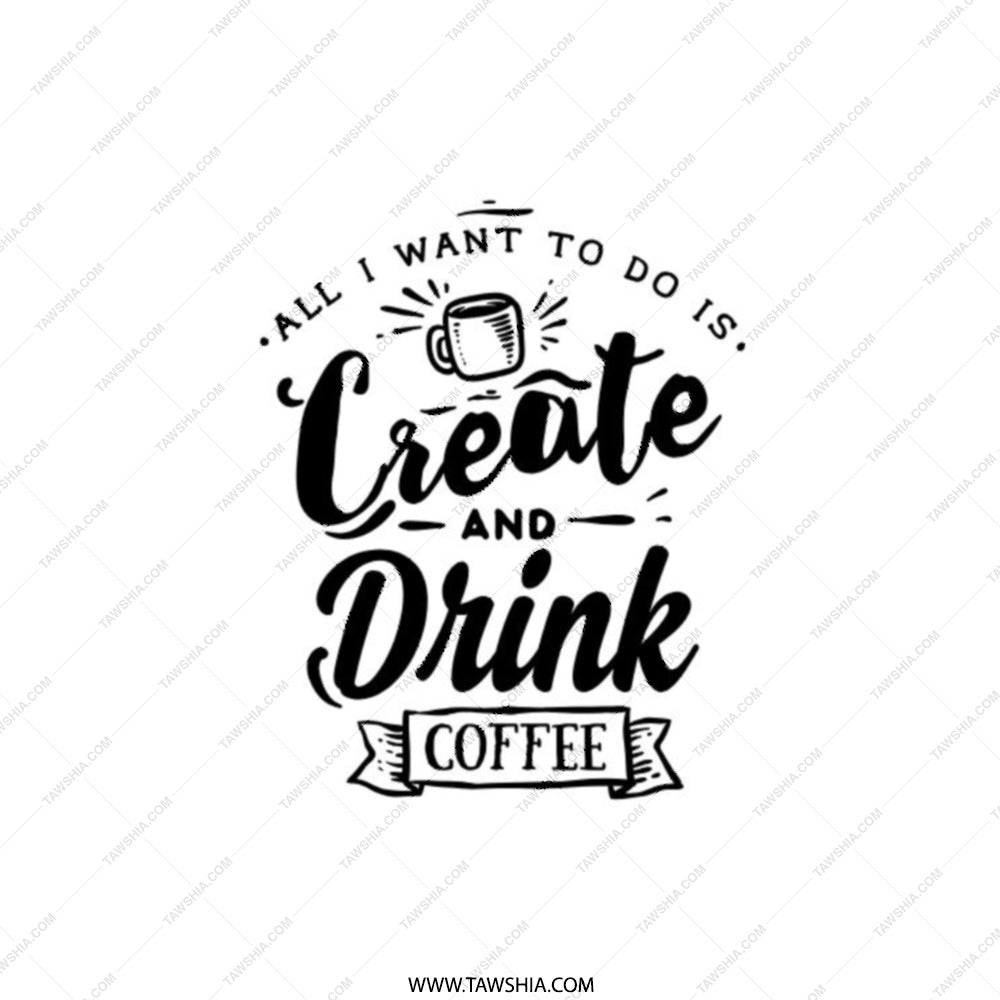Create and Drink Coffee Pocket Mirror, Coffee Lover Gift, Inspirational Pocket Mirror, Unique Pocket Mirror Design, Compact Mirror - Tawshia