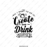 Create and Drink Coffee Pocket Mirror, Coffee Lover Gift, Inspirational Pocket Mirror, Unique Pocket Mirror Design, Compact Mirror - Tawshia