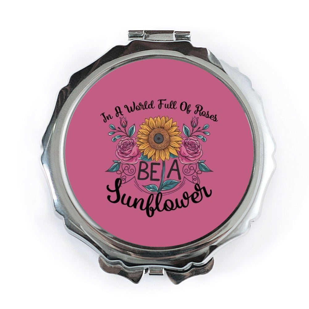 Sunflower Pocket Mirror, Inspirational Gift, Be a Sunflower, Floral Pocket Mirror, Positive Vibes, Unique Pocket Mirror, Rose Art - Tawshia