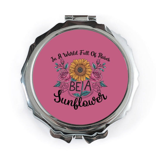 Sunflower Pocket Mirror, Inspirational Gift, Be a Sunflower, Floral Pocket Mirror, Positive Vibes, Unique Pocket Mirror, Rose Art - Tawshia