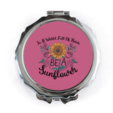 Sunflower Pocket Mirror, Inspirational Gift, Be a Sunflower, Floral Pocket Mirror, Positive Vibes, Unique Pocket Mirror, Rose Art - Tawshia