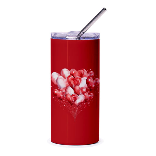 Heart Balloons Tumbler, Love Tumbler, Valentines Day Tumbler, Red Heart Design, Gift For Her, Anniversary Gift, Personalized Tumblers - Tawshia