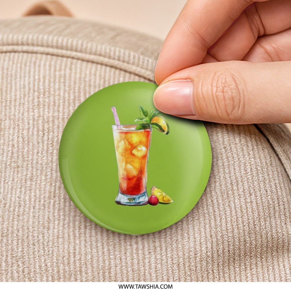 Cocktail Drink Pinback Button, Iced Tea Button, Refreshing Drink Badge, Summer Accessory, Bar Drink Lover Gift, Unique Button, Party Favor - Tawshia