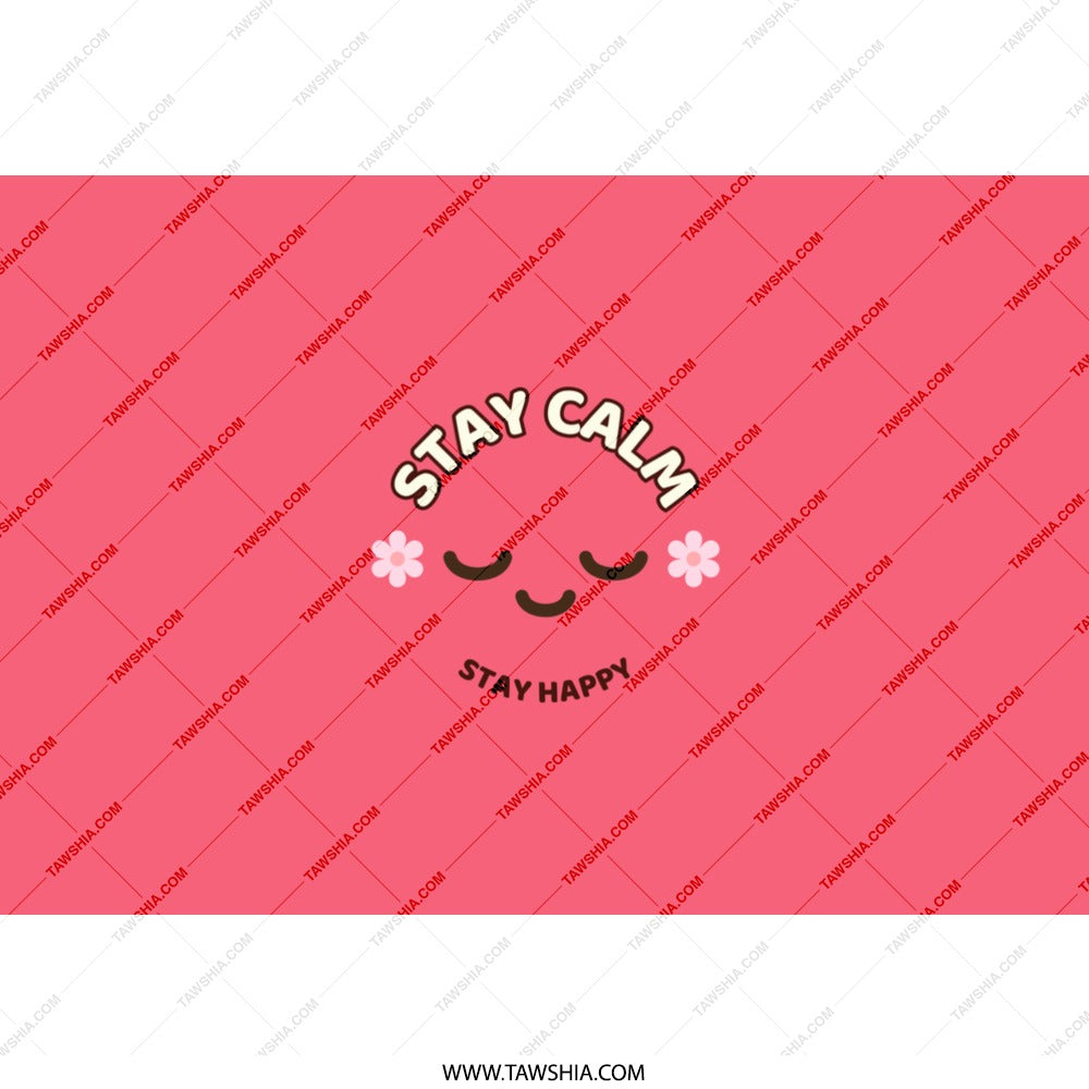 Stay Calm Tumbler, Stay Happy, Cute Face, Kawaii Tumbler, Motivational Tumbler, Gift for Her, Positive Vibes Tumbler, Pink Tumbler - Tawshia