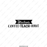Coffee Teach Repeat Pocket Mirror, Teacher Gift, Funny Teacher Present, Directions Pocket Mirror, School Pocket Mirror, Gift For Her - Tawshia