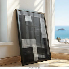 Abstract Geometric Wall Art, Black and Silver Painting, Modern Wall Decor, Contemporary Art Print, Minimalist Art, Living Room Art (134) - Tawshia