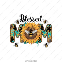 Blessed Mom Tote Bag, Sunflower Tote, Cute Bee Tote, Mother's Day Gift Bag, Everyday Tote Bag, Gift for Mom, Floral Tote, Stylish Tote Bag - Tawshia