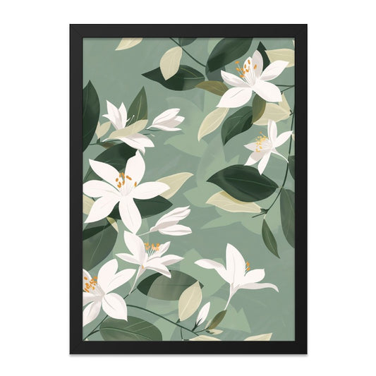 Floral Wall Art, White Lily Print, Botanical Art, Sage Green Decor, Elegant Flower Art, Home Decor Wall Hanging, Living Room Wall Decor - Tawshia