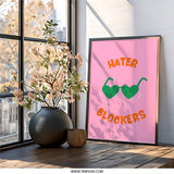 Hater Blockers Wall Art, Heart Sunglasses Print, Pink Wall Decor, Trendy Wall Art, Fun Home Decor, Quirky Art Print, Statement Art - Tawshia