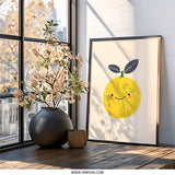 Cute Lemon Wall Art, Smiling Fruit Print, Kitchen Decor, Modern Art Print, Kids Room Art, Playroom Decor, Citrus Wall Decor - Tawshia