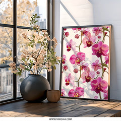 Pink Orchid Wall Art, Floral Print, Botanical Art, Flower Wall Decor, Modern Home Decor, Elegant Art Print, Gift for Her - Tawshia