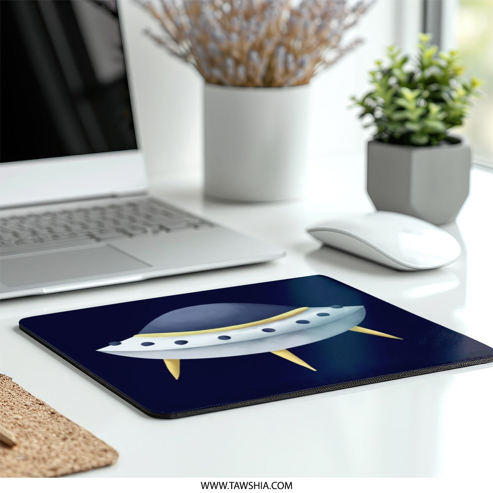 UFO Mouse Pad, Flying Saucer Design, Alien Spaceship Art, Sci-Fi Gift, Unique Desk Accessory, Computer Mousepad, Gamer Gift - Tawshia
