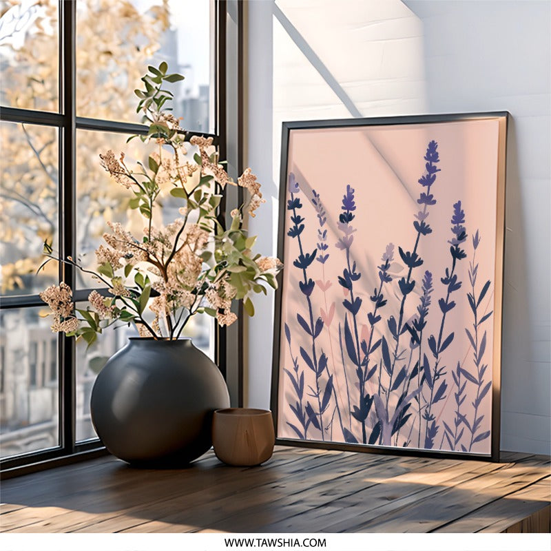 Lavender Wall Art Print, Floral Wall Decor, Botanical Art Print, Purple Flower Artwork, Home Decor, Nature Inspired Wall Art - Tawshia