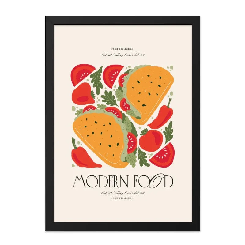 Modern Food Wall Art, Taco Print, Kitchen Art, Minimalist Food Art, Abstract Food Print, Restaurant Decor, Dining Room Art - Tawshia