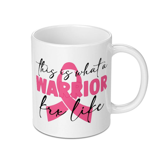 Warrior for Life Mug, Breast Cancer Awareness, Ribbon Mug, Inspirational Mug, Gift for Survivor, Support Mug - Tawshia