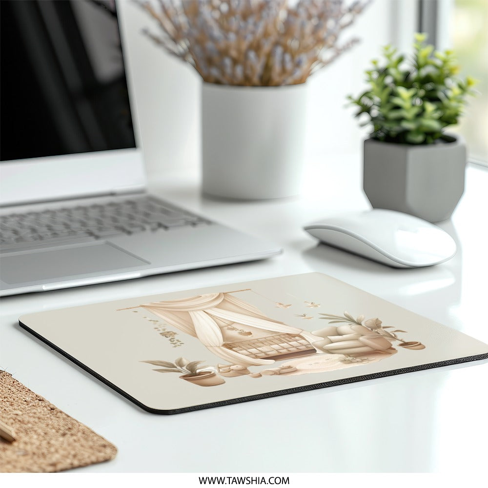 Boho Nursery Mouse Pad, Kids Room Decor, Cute Playroom Desk Mat, Nursery Illustration, Bohemian Baby Gift Idea, Neutral Toned Decor - Tawshia