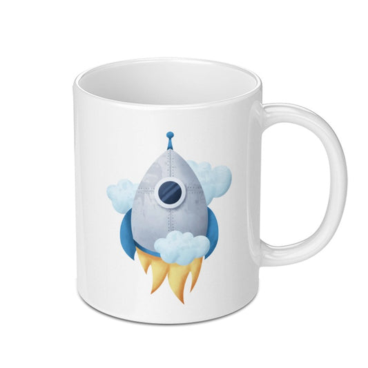 Rocket Ship Mug, Space Mug, Blast Off Mug, Kids Mug, Childrens Mug, Outer Space Mug, Gift Mug, Funny Mug - Tawshia