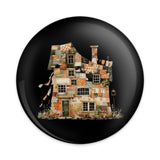 Quilted Cottage Pinback Button, Whimsical Home, Quirky House Design, Unique Architecture, Artsy Pin, Collectors Button, Fun Badge - Tawshia