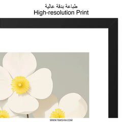 White Anemone Wall Art, Floral Print, Botanical Illustration, Flower Wall Decor, Modern Home Art, Minimalist Wall Art, Gift Idea - Tawshia