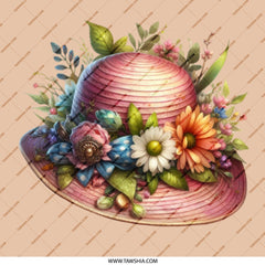 Floral Bonnet Pinback, Vintage Hat Badge, Garden Party Flair, Cute Accessory, Trendy Pin, Collectible Pinback Button, Chic Style - Tawshia