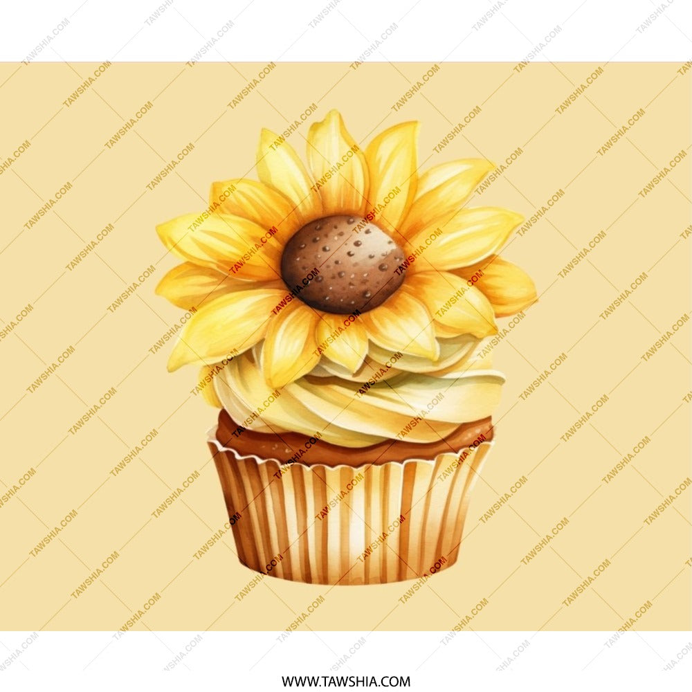 Sunflower Cupcake Mouse Pad, Floral Mousepad, Cute Desk Decor, Office Accessories, Gift for Her, Unique Work From Home, Flower Lover Gift - Tawshia