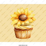 Sunflower Cupcake Mouse Pad, Floral Mousepad, Cute Desk Decor, Office Accessories, Gift for Her, Unique Work From Home, Flower Lover Gift - Tawshia