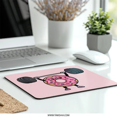 Funny Donut Lifting Weights Mouse Pad, Cute Foodie Gift, Workout Lover Desk Decor, Gym Motivation, Unique Office Accessory, Doughnut Art - Tawshia