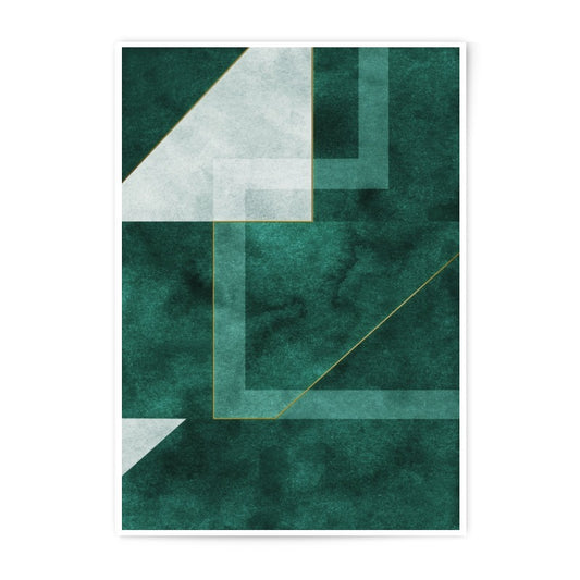 Emerald Geometric Photographic Print, Abstract Wall Art, Modern Home Decor, Minimalist Art Print, Emerald Green and Gold Art Print - Tawshia