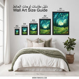 Enchanted Forest Wall Art, Starry Night Print, Fantasy Landscape Poster, Celestial Home Decor, Nature Illustration, Magical Wall Decor - Tawshia