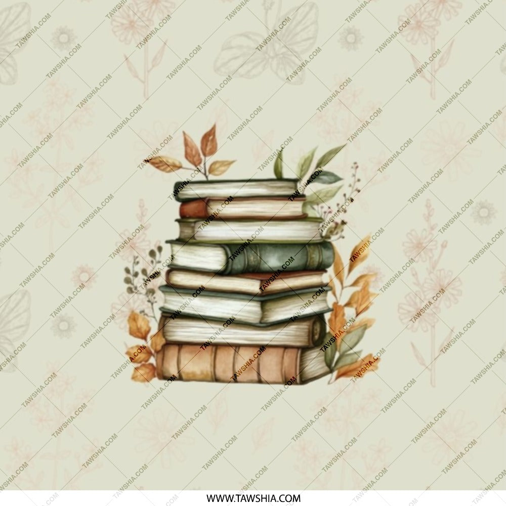 Stack of Books Pocket Mirror, Book Lover Gift, Reader Mirror, Books and Floral Design, Unique Pocket Mirror, Gift For Her - Tawshia