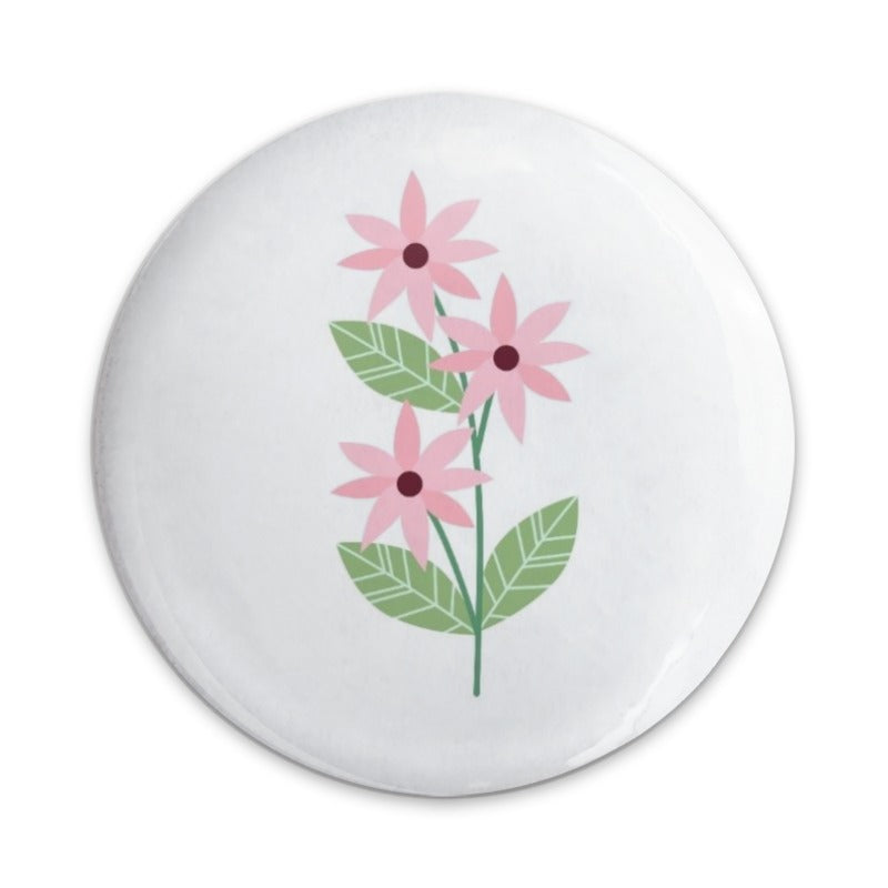 Pink Flowers Pinback Button, Floral Button Badge, Cute Flower Button, Botanical Button, Aesthetic Button, Trendy Button - Tawshia